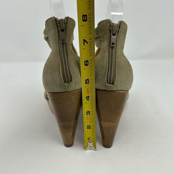 Coclico Women's Green T-Strap Peep Toe Pumps Size 39 Wood Platform Back Zipper - Picture 8 of 12